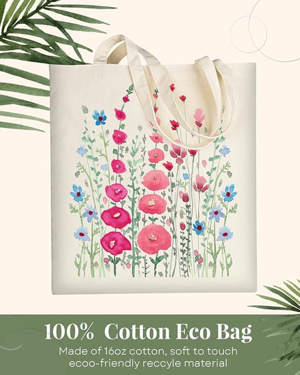 AUSVKAI Canvas Tote Bag for Women, Aesthetic Cute Grocery Grocery Reusable Cotton Gift Bag for Shooping Beach Trendy Gifts