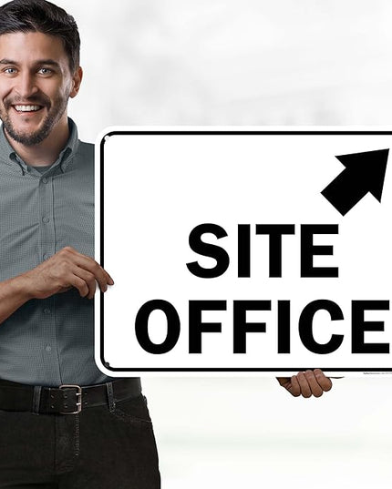 Site Office Up Right Arrow Sign, 18x24 Inches, 55 mil thick HDPS (high density polystyrene), Made in USA by My Sign Center