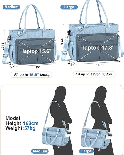 FIORETTO Teacher Tote Bag for Women with Laptop Compartment, Large Cup Holder, Zip Closure, Ideal for Work, Bible, Nurse