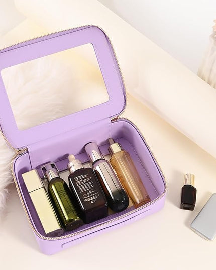 Aveniee Clear Makeup Bag Organizer,Large Travel Toiletry Bag for Women, Waterproof Cosmetic Pouch with Zippers,Car Organizers and Storage Case for Accessories,Lilac
