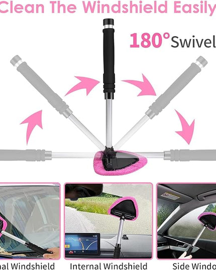Viewsun 17pcs Car Cleaning Kit, Pink Car Interior Detailing Kit with High Power Handheld Vacuum, Detailing Brush Set, Windshield Cleaner, Cleaning Gel, Complete Auto Accessories for Women Gift