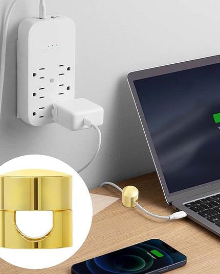 3 Sets Charger Holders for Cords, Adjustable Cable Anchor Holders, Adhesive Metal Cord Clips, Cable Management Wire Organizers for Desk, Office, Nightstand - Gold, Red Bronze, Silver