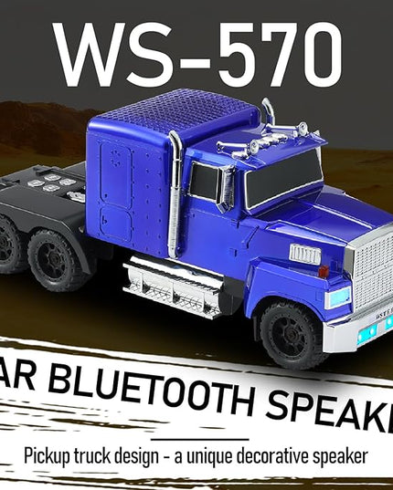 American Truck Bluetooth Speaker with HD Sound, TWS Pairing, LED Party Light, Operation Panel, Built-in Mic, Portable Car Model Speaker for Parties, Beach, Outdoor Activities (Blue)