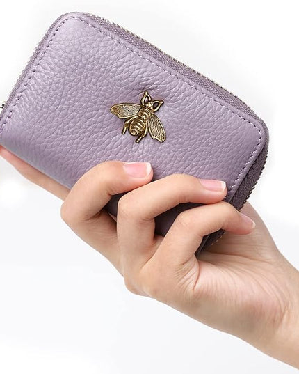 imeetu RFID Credit Card Holder, Small Leather Zipper Card Case Wallet for Women