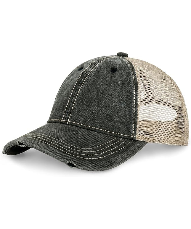 CHOK.LIDS Everyday Premium Washed Trucker Hat Unstructured Distressed Pigment Dyed Cap Adjustable Outdoor Headwear