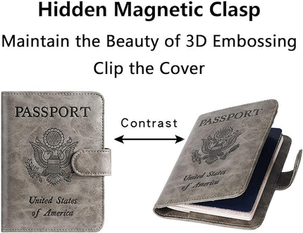 Airtag Passport Holder Cover Wallet RFID Blocking Leather Case Travel Essentials Luggage Accessories Travel Must Have(118#Grey)