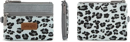 Montana West Wrangler Small Wallet for Women Leopard Print Wristlet Wallets Mini Change Pouch Jean