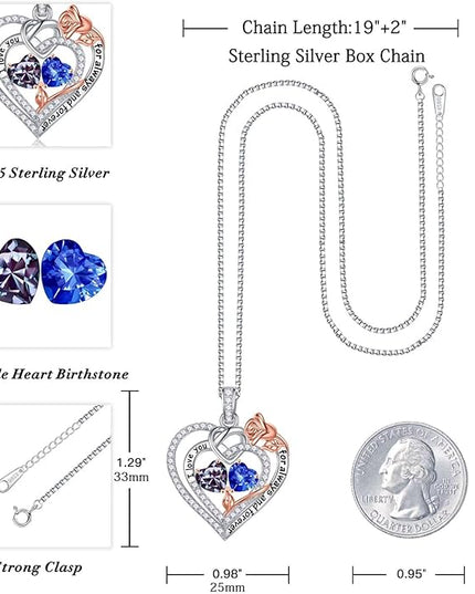 Iefil Christmas Gifts for Wife Women - 925 Sterling Silver Double Birthstone Necklace, Anniversary Birthday Gifts for Women, Jewelry Gift for Wife Girlfriend Mom Her