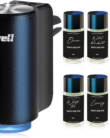 Featwell Car Air Freshener, Three Adjustable Modes Intelligent Car Aroma Diffuser, Rechargeable Car Aroma Diffuser, Black