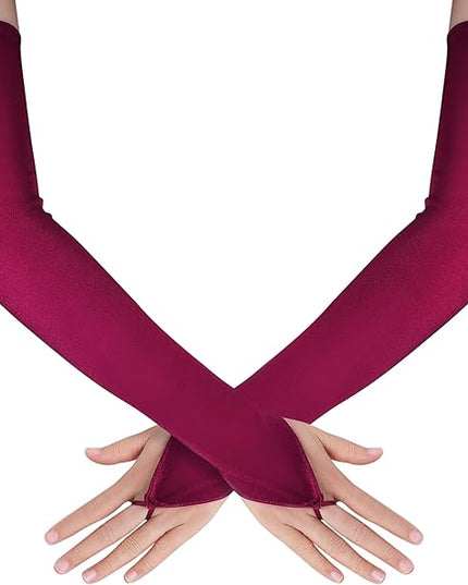 BABEYOND Long Opera Party 20s Satin Gloves Stretchy Adult Size Elbow Length
