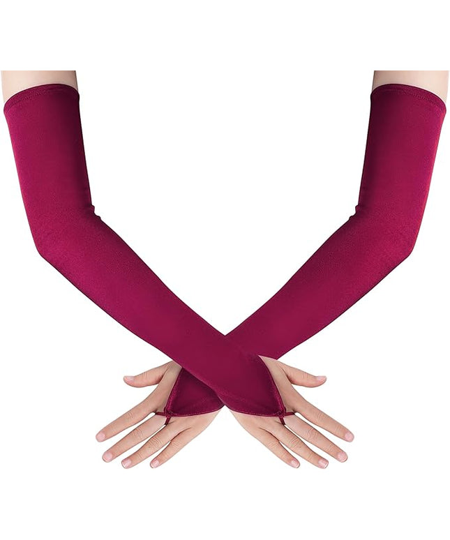BABEYOND Long Opera Party 20s Satin Gloves Stretchy Adult Size Elbow Length