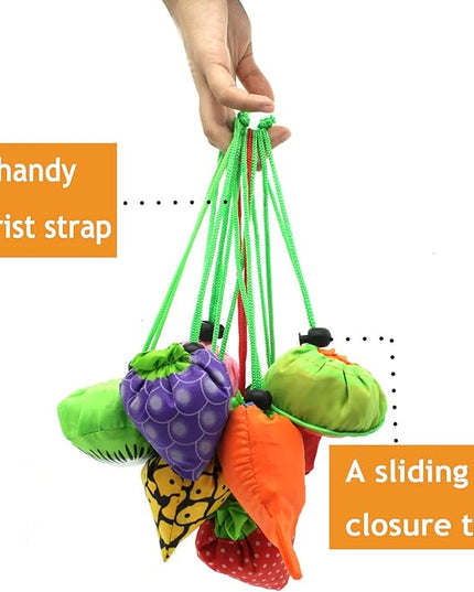 10PCS Fruits Reusable Grocery Shopping Tote Bags Folding Pouch Storage Convenient for Travel