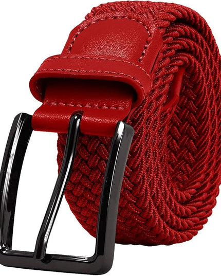 Falari Men Women Multicolored Elastic Stretch Braided Belt Canvas Fabric Woven No Holes Belt