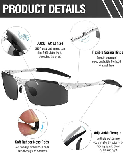 DUCO Mens Sports Polarized Sunglasses UV Protection Sunglasses for Men 8177s