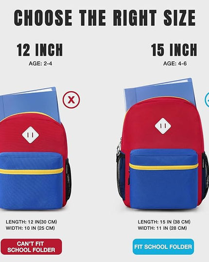 STEAMEDBUN Kids Backpack Boy 4-6, Boys Backpack for Elementary Kindergarten School - 15inch