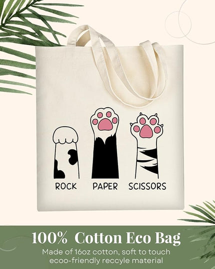 AUSVKAI Canvas Tote Bag Aesthetic for Women, Cute Reusable Cloth Cotton Bags for College Shopping Beach Grocery Trendy Gifts