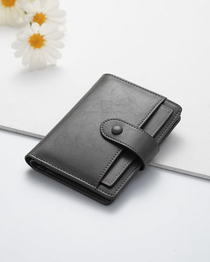 Alldaily Small RFID Blocking Leather Wallet for Women, Bifold with 10 Card Slots and Zipper Pocket (Grey)