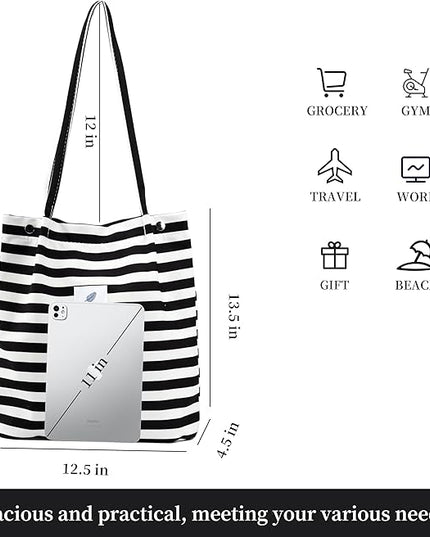 Corduroy Tote Bag Cute Tote Bags for Women Shoulder Bag with Inner Pocket for Work Beach Travel and Shopping Grocery