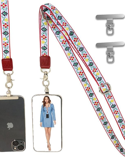 LEMEDE Wrist Keychain and Adjustable Phone Lanyard, Silver Hook Phone Crossbody Strap with 360° Rotating Phone Pads