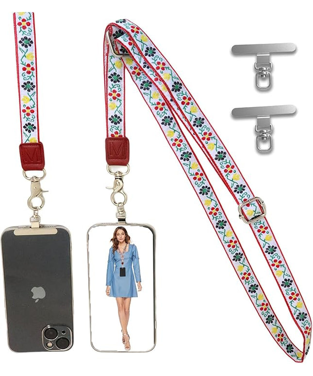 LEMEDE Wrist Keychain and Adjustable Phone Lanyard, Silver Hook Phone Crossbody Strap with 360° Rotating Phone Pads