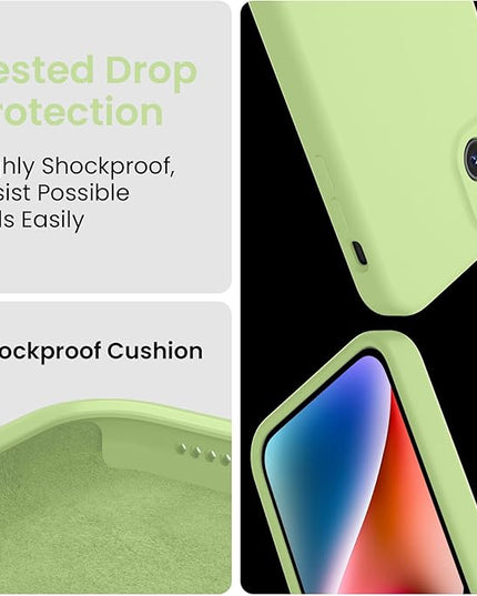 FireNova Designed for iPhone 13 Case, Silicone Upgraded [Camera Protection] Phone Case with [2 Screen Protectors], Soft Anti-Scratch Microfiber Lining Inside, 6.1 inch, Tea Green