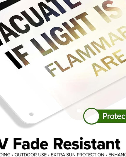 Danger Evacuate Immediately If Light is Flashing Flammable Vapors are Present Sign, 10x14 Inches, 55 mil thick HDPS (high density polystyrene), Made in USA by My Sign Center