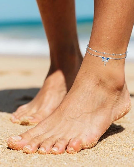 Dorunmo 925 Sterling Silver Infinity Heart Cross Circle Evil Eye Anklet Bracelets for Women Mother's Day Jewelry for Wife Girlfriend Mom Her