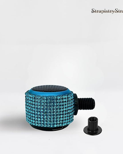 Tote Tunes Waterproof Mini Bluetooth Speaker Compatible with Bogg-Style Tote Bags – Wireless Portable Sound with Secure Rivet Attachment (Aqua Rhinestone)