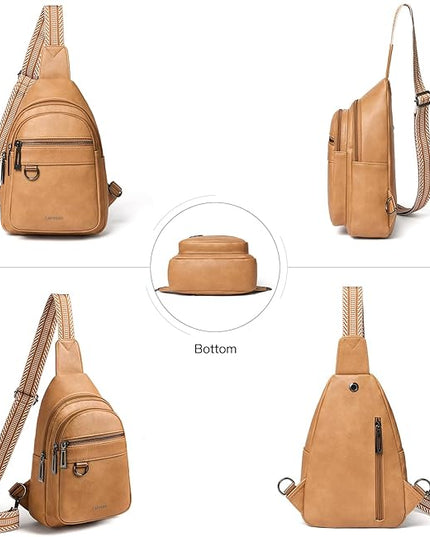 7L Sling Bag for Women Men Vegan Leather Crossbody Bags Fanny Pack Purse Backpack Over Shoulder Bag Travel Anti Theft