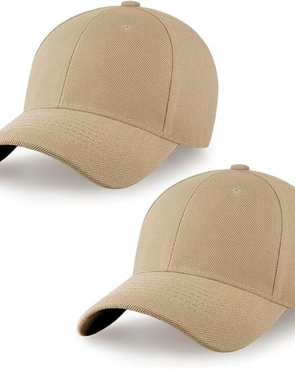 2-Pack Classic Structured Baseball Cap Adjustable Snapback Multipack Ball Caps for Custom Embroidery Running Workouts Outdoor