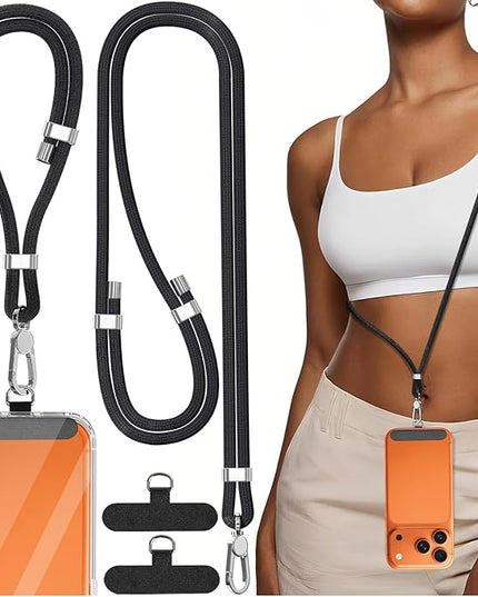 4-IN-1 Phone Lanyard + Wrist Strap, 2PCS Adjustable Length Cell Phone Lanyard with 2 Tether Tabs for iPhone,Smartphones