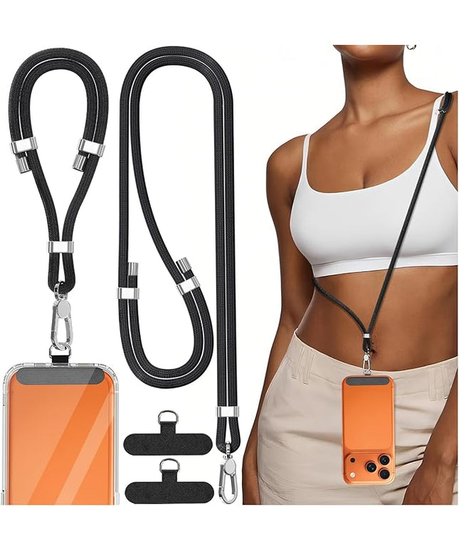 4-IN-1 Phone Lanyard + Wrist Strap, 2PCS Adjustable Length Cell Phone Lanyard with 2 Tether Tabs for iPhone,Smartphones