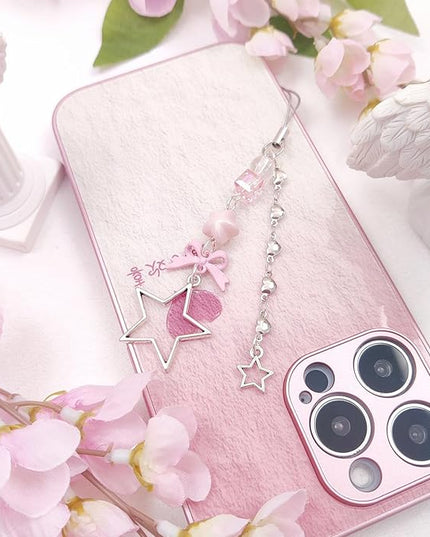 2 Pack Phone Charms, Cute Aesthetic Beaded PhoneCharm Strap Phone Lanyard String PhoneChain Accessories for Bag Keychain Airpods Camera Pendants