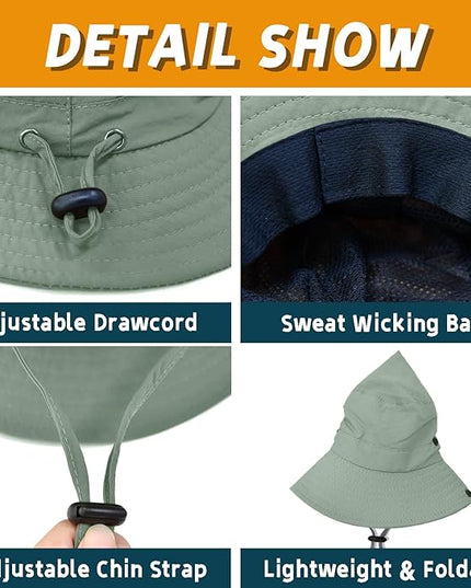 Sun Hats for Men Women Fishing Hat UPF 50+ Quick Dry Foldable Bucket Hat Adjustable Safari Hat for Beach Hiking