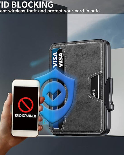 SEMORID Wallet for Men, Mens Wallet Minimalist Slim Wallet, RFID Blocking Smart Pop Up Wallet with Money Clip & ID Window, Metal Compact Wallet, Aluminum Credit Card Holder Wallet