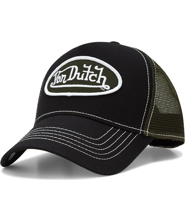 Von Dutch Unisex Trucker Hat - Curved Bill Mesh Back Retro Classic Adjustable Snapback Baseball Cap for Men and Women