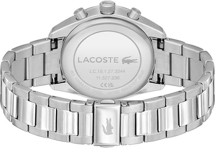 Lacoste Boston Men's Chronograph Watch - Classic Stainless Steel - Tachymeter - Water Resistant up to 5ATM/50 Meters - Modern Design for Him - 42mm