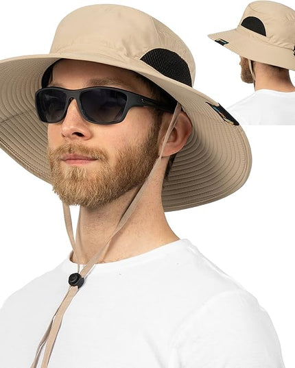 SUN CUBE Wide Brim Sun Hat Men Women, Fishing Hats Sun UV Protection, Mens Hiking Bucket Hat Safari Beach Boonie, UPF 50+