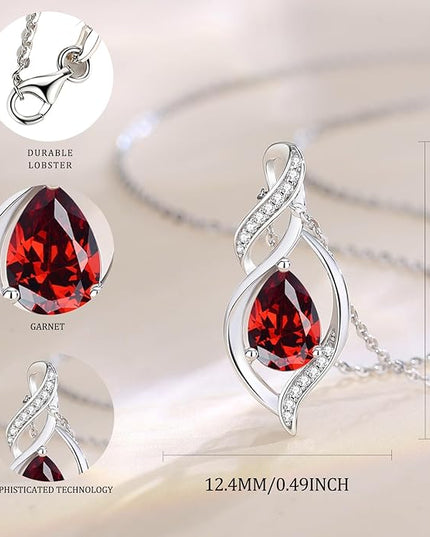 FANCIME Birthstone Necklace for Women Teardrop Necklace S925 Sterling Silver Infinity Love Birthday Gifts for Mom Women Girls, 16"+2" Inches