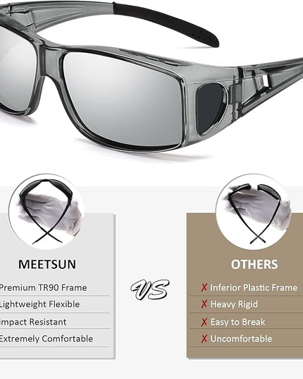 MEETSUN Fit Over Glasses Sunglasses for Men Women,Wrap Around Sunglasses Polarized UV400 Protection