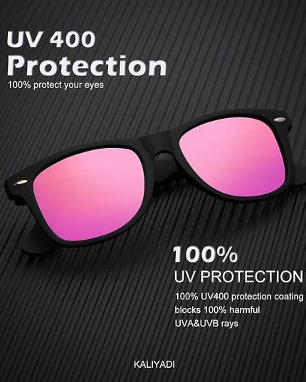 KALIYADI Polarized Sunglasses for Men and Women Matte Finish Sun glasses Color Mirror Lens UV Blocking (3 Pack)