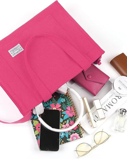 Valleycomfy Corduroy Tote Bag for Women Travel Crossbody Bag Purse Women Shoulder Bags Work Handbags Everyday Hobo Bag