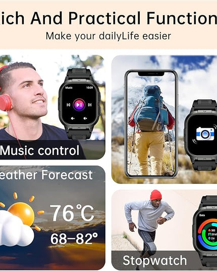 Smart Watch for Men Fitness Tracker: Military Waterproof Make Answer Call Digital Mens Watches Running Step Pedometer Smartwatch Android Phone iPhone Samsung Compatible Sleep SpO2 Heart Rate Monitor