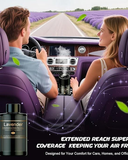 Car Air Freshener Refill for Men & Women 6.09 FL OZ /180ML-9 Month Lavender Scent Essential Oil Perfume, Essential Oil Made of Natural Plant Extracts, Compatible with Car Diffusers for Home/Office