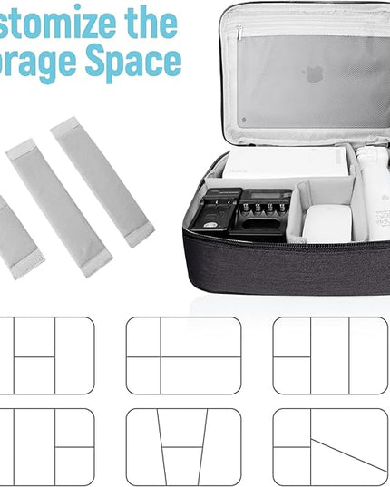 Electronics Travel Organizer,Large Double Layer Portable Waterproof Travel Organizer Bag for Charging Cable Storage,Ipad,Power Bank,Hard Drive,for Travel,Business,5pcs Cable Ties-Navy Blue