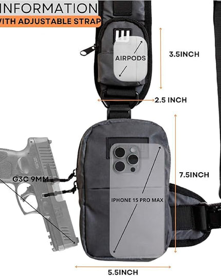 Small Sling Bag for Men-Cross body bag with Shoulder Straps,Mini Sling Crossbody bag for Women-Travel Backpack for Hiking,Daypack Multipurpose Over the Shoulder Chest Bags with Keyholder(Black)