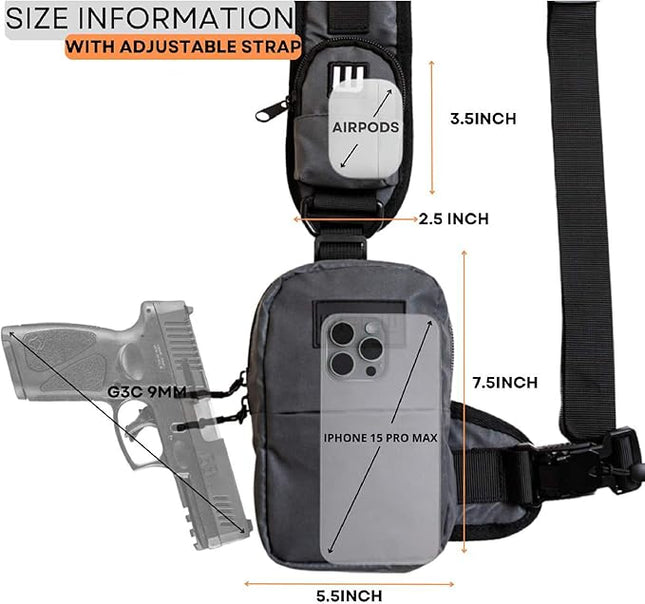 Small Sling Bag for Men-Cross body bag with Shoulder Straps,Mini Sling Crossbody bag for Women-Travel Backpack for Hiking,Daypack Multipurpose Over the Shoulder Chest Bags with Keyholder(Black)