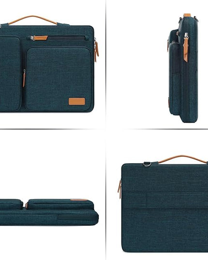 MOSISO 360 Protective Laptop Shoulder Bag,17-17.3 inch Computer Bag Compatible with MacBook, HP, Dell, Lenovo, Asus Notebook,Side Open Messenger Bag with 4 Zipper Pockets&Handle, Teal Green