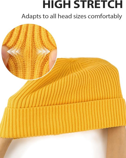 Zylioo Oversize Beanie Hats, XXL Big Size Ribbed Knit Cuffed Winter Hat for Cold Weather, Warm Skull Watch Cap