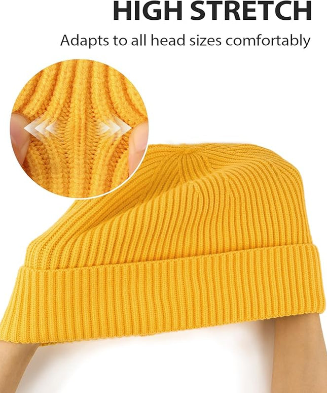 Zylioo Oversize Beanie Hats, XXL Big Size Ribbed Knit Cuffed Winter Hat for Cold Weather, Warm Skull Watch Cap